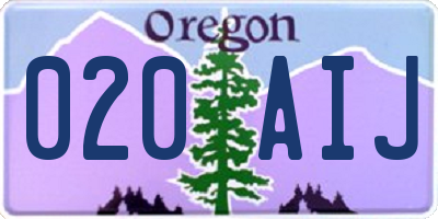 OR license plate 020AIJ