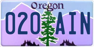 OR license plate 020AIN