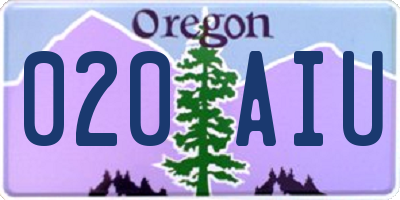 OR license plate 020AIU