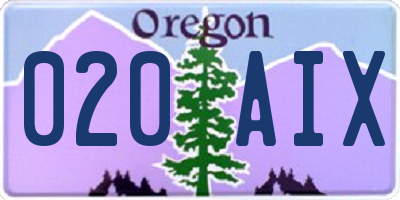OR license plate 020AIX