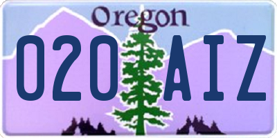 OR license plate 020AIZ