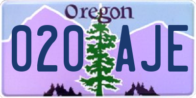 OR license plate 020AJE