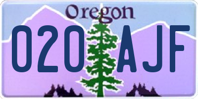 OR license plate 020AJF