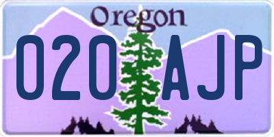 OR license plate 020AJP