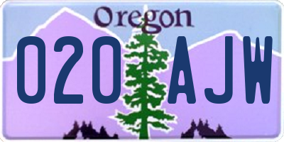 OR license plate 020AJW