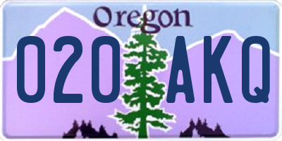 OR license plate 020AKQ