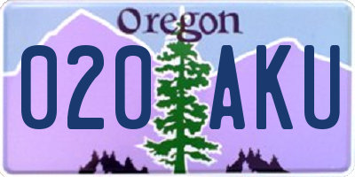 OR license plate 020AKU