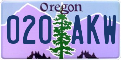 OR license plate 020AKW