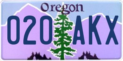 OR license plate 020AKX