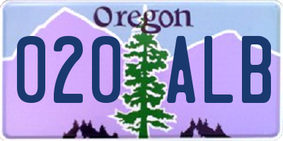 OR license plate 020ALB