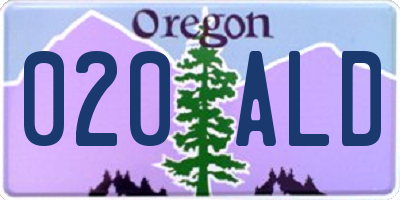 OR license plate 020ALD