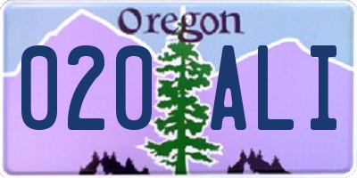 OR license plate 020ALI