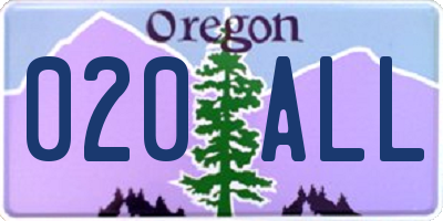 OR license plate 020ALL