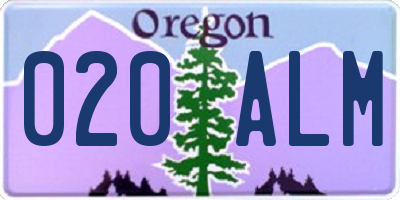 OR license plate 020ALM