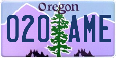 OR license plate 020AME