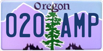 OR license plate 020AMP