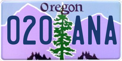 OR license plate 020ANA