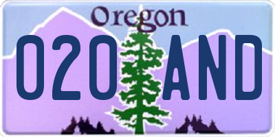 OR license plate 020AND