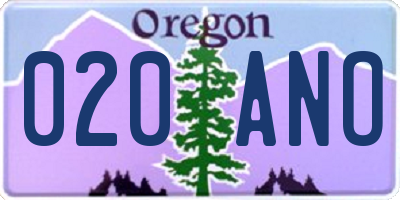 OR license plate 020ANO