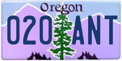 OR license plate 020ANT