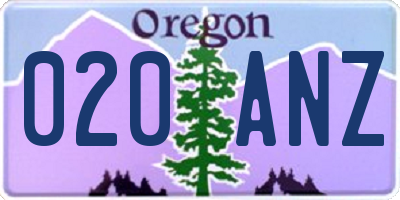 OR license plate 020ANZ