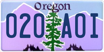 OR license plate 020AOI