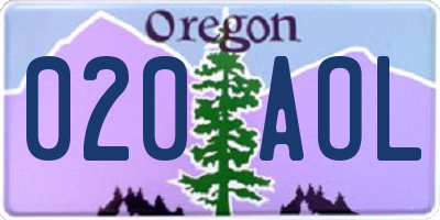 OR license plate 020AOL