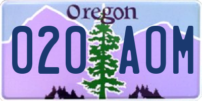 OR license plate 020AOM