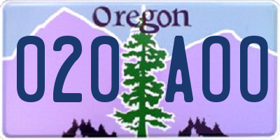 OR license plate 020AOO