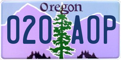 OR license plate 020AOP