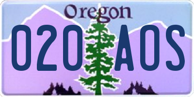 OR license plate 020AOS