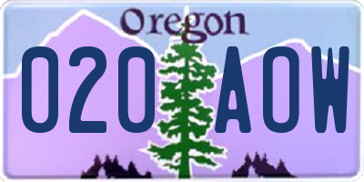 OR license plate 020AOW