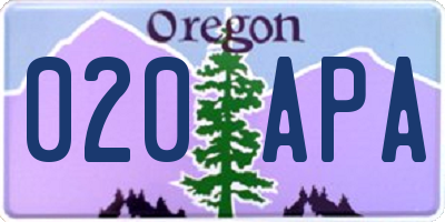 OR license plate 020APA