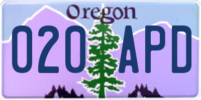OR license plate 020APD