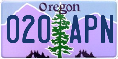 OR license plate 020APN