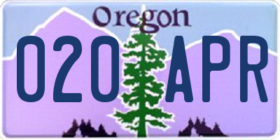 OR license plate 020APR