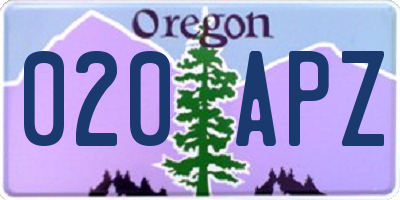 OR license plate 020APZ