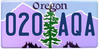 OR license plate 020AQA