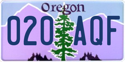 OR license plate 020AQF