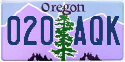 OR license plate 020AQK