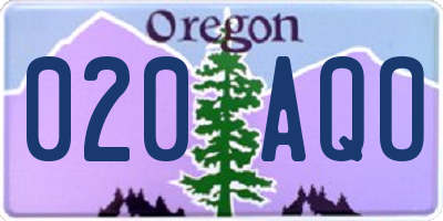 OR license plate 020AQO