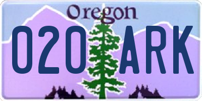 OR license plate 020ARK