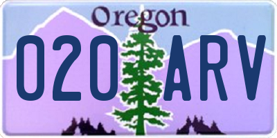 OR license plate 020ARV