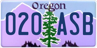 OR license plate 020ASB