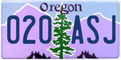 OR license plate 020ASJ