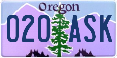 OR license plate 020ASK