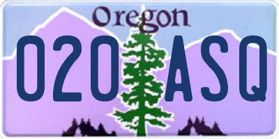 OR license plate 020ASQ