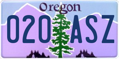 OR license plate 020ASZ