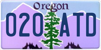 OR license plate 020ATD