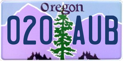 OR license plate 020AUB